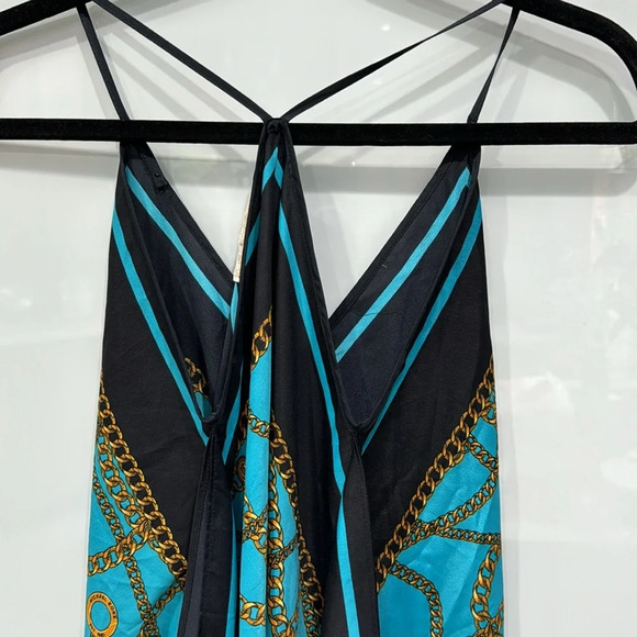 Michael Kors Women’s Blue Gold Nautical Scarf Wrap Tank Flowly Maxi Dress Sz S/M - Picture 3 of 7